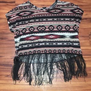 Tribal pattern Shirt with black string ends